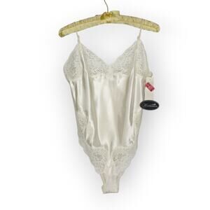 Vintage NEW Wondermaid Ivory Teddy M/L HiCut Bodysuit Camisole Retro Bridal USA